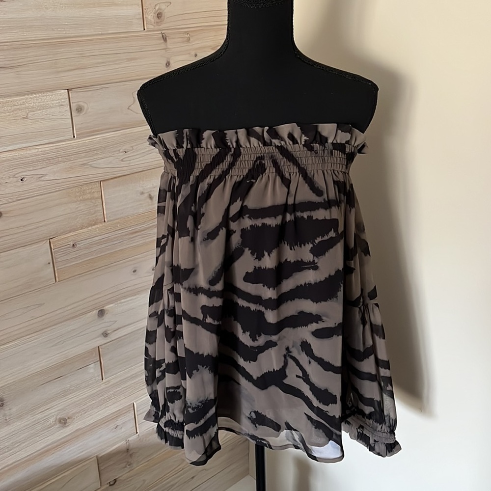 Off the shoulder zebra striped blouse
